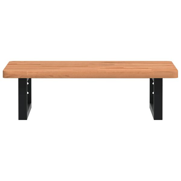 vidaXL acél és tömör bükkfa falra szerelhető mosdópolc