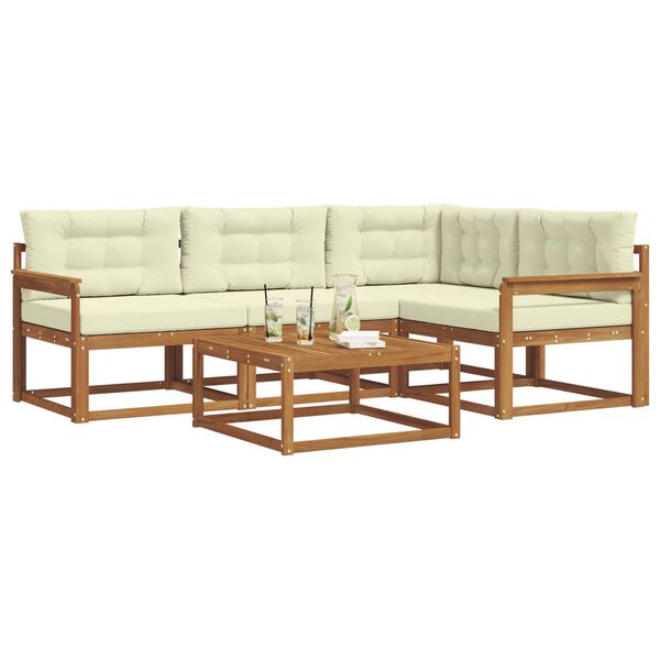 vidaXL K&uuml;lt&eacute;ri kanap&eacute; szett p&aacute;rn&aacute;val 5 pcs Term&eacute;szetes &eacute;s kr&eacute;msz&iacute;nű