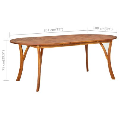 vidaXL tömör akácfa kerti asztal 201 x 100 x 75 cm