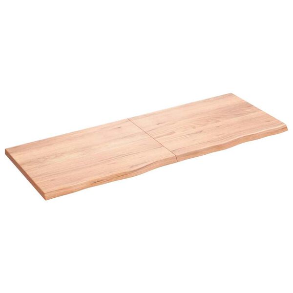 vidaXL vil&aacute;gosbarna kezelt t&ouml;m&ouml;r fa f&uuml;rdőszobai pult 160x60x(2-4) cm