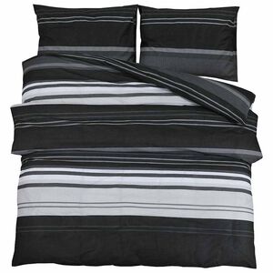 vidaXL fekete cs&iacute;kos pamut paplanhuzat-szett 200 x 200 cm