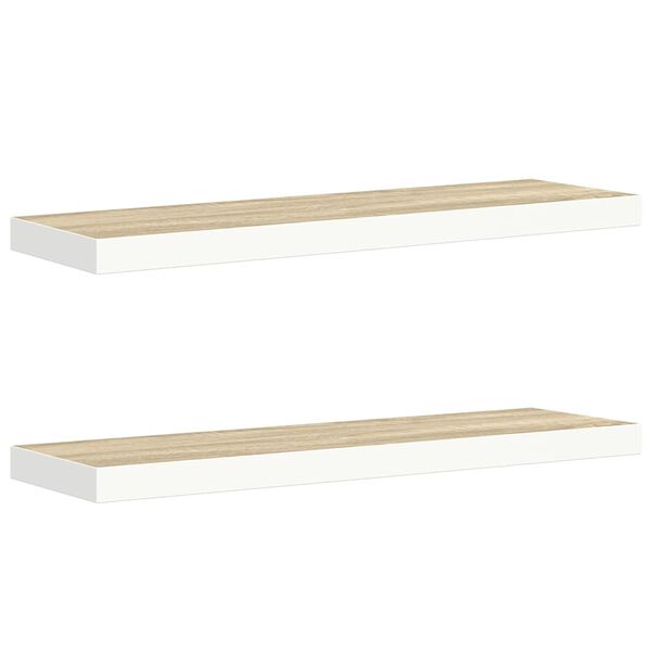 vidaXL 2 db feh&eacute;r-t&ouml;lgysz&iacute;nű MDF lebegő fali polc 90 x 23,5 x 3,8 cm