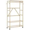 vidaXL bambusz ruha&aacute;llv&aacute;ny polcokkal &eacute;s kerekekkel 110x40x180 cm