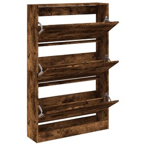 vidaXL f&uuml;st&ouml;s t&ouml;lgy sz&iacute;nű szerelt fa cipőszekr&eacute;ny 80 x 21 x 125,5 cm