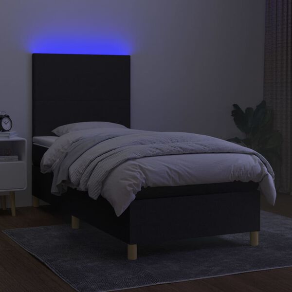 vidaXL fekete sz&ouml;vet rug&oacute;s &eacute;s LED-es &aacute;gy matraccal 80 x 200 cm