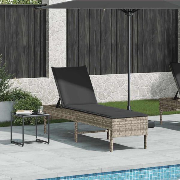 vidaXL vil&aacute;gossz&uuml;rke polyrattan napoz&oacute;&aacute;gy p&aacute;rn&aacute;val 55x200x44 cm