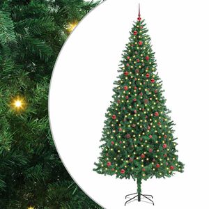 vidaXL Mű kar&aacute;csonyfa 300 LED-del Z&ouml;ld 300 cm PVC &eacute;s F&eacute;m &eacute;s Műanyag