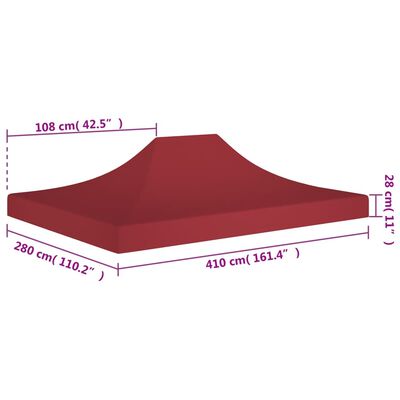 vidaXL burgundi vörös tető partisátorhoz 4 x 3 m 270 g/m²