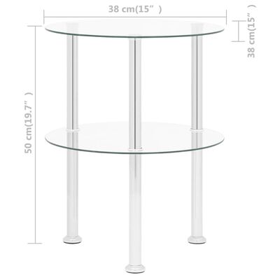 vidaXL 2 szintes átlátszó edzett üveg kisasztal 38 cm
