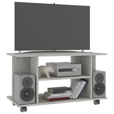 vidaXL betonszürke szerelt fa TV-szekrény görgőkkel 80 x 40 x 45 cm