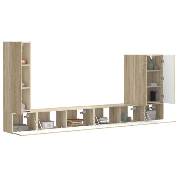 vidaXL TV falit kabinet szett Falra szerelhető 6 pcs Sonoma t&ouml;lgy