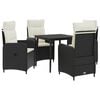 vidaXL Kanap&eacute; Asztal K&eacute;szlet 5 db Fekete &eacute;s kr&eacute;mfeh&eacute;r 80 x 80 x 74 cm