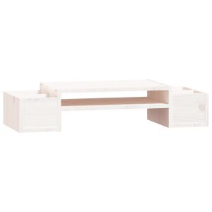 vidaXL feh&eacute;r t&ouml;m&ouml;r fenyőfa monitor&aacute;llv&aacute;ny 70x27,5x15 cm