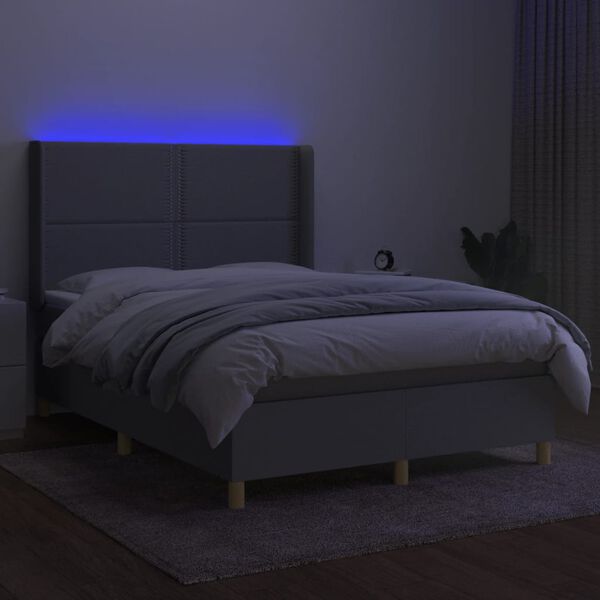 vidaXL vil&aacute;gossz&uuml;rke sz&ouml;vet rug&oacute;s &eacute;s LED-es &aacute;gy matraccal 140x190 cm