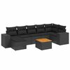 vidaXL 8 r&eacute;szes fekete polyrattan kerti &uuml;lőgarnit&uacute;ra p&aacute;rn&aacute;kkal
