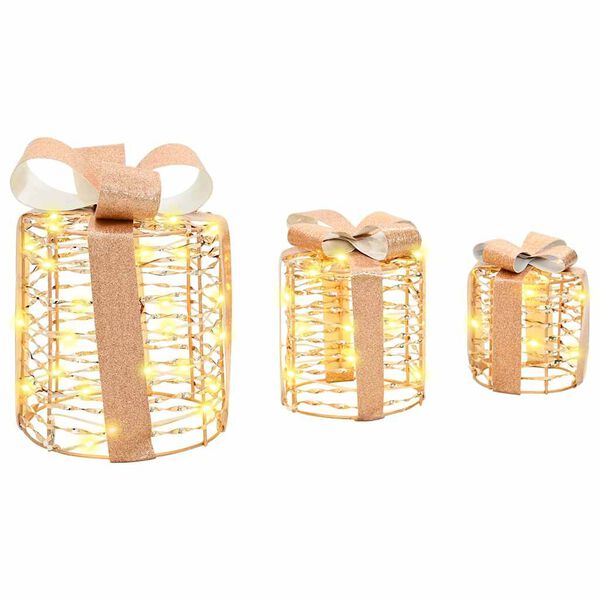 vidaXL Aj&aacute;nd&eacute;kdoboz Dekor&aacute;ci&oacute; 3 pcs Meleg feh&eacute;r 20 x 20 x 20 cm PET