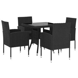 vidaXL 5 r&eacute;szes fekete polyrattan kerti &eacute;tkezőgarnit&uacute;ra