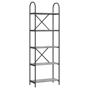 vidaXL K&ouml;nyvespolc 5 szintes 60 x 30 x 183 cm Szerelt fa Sz&uuml;rke Sonoma