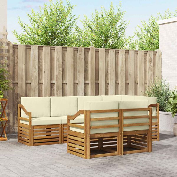 vidaXL Szegment&aacute;lt kanap&eacute; szett 7 pcs Term&eacute;szetes &eacute;s kr&eacute;msz&iacute;nű