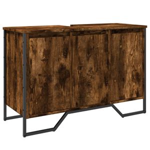 vidaXL f&uuml;st&ouml;s t&ouml;lgy szerelt fa f&uuml;rdőszobai mosd&oacute;szekr&eacute;ny 91x35x60 cm