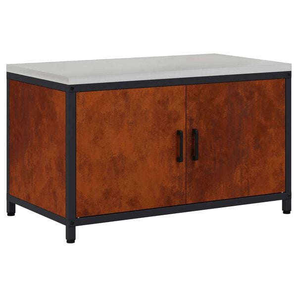 vidaXL Konyhai T&aacute;rol&aacute;s polcokkal ajt&oacute;val Rozsd&aacute;s 60 x 50 x 92 cm Ac&eacute;l