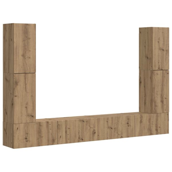 vidaXL TV szekr&eacute;ny garnit&uacute;ra 8 pcs Artisan t&ouml;lgy Faanyag