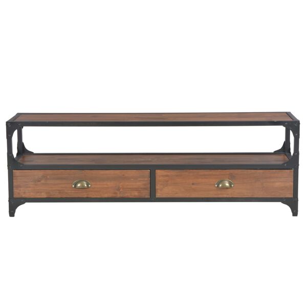 vidaXL kétfiókos tömör fenyőfa TV-szekrény 120 x 30 x 40 cm