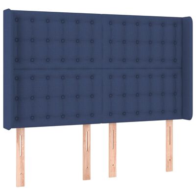 vidaXL kék szövet rugós és LED-es ágy matraccal 140x190 cm