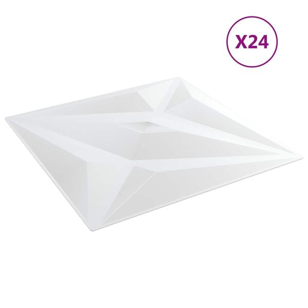 vidaXL Fali panelek Csillag 24 pcs Feh&eacute;r Csillag 50 x 50 cm XPS Hab