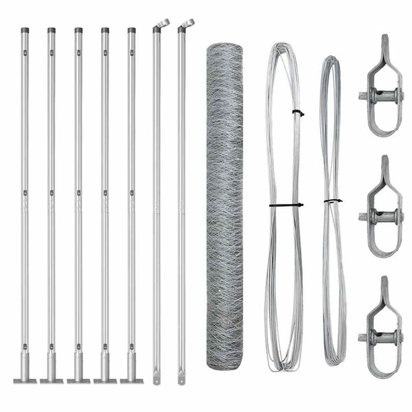 vidaXL Kerítés oszlopokkal Ezüst 1.2 x 10 m PVC-bevonatos acél