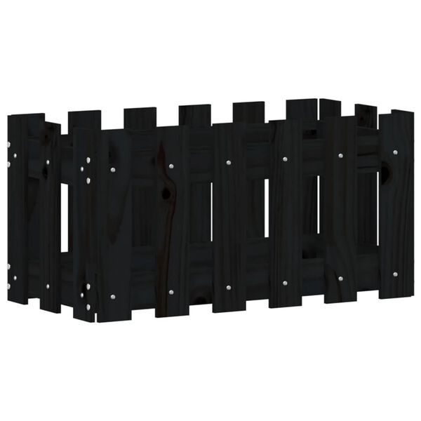 vidaXL fekete t&ouml;m&ouml;r fenyő n&ouml;v&eacute;nytart&oacute; l&eacute;ces kialak&iacute;t&aacute;ssal 60x30x30 cm
