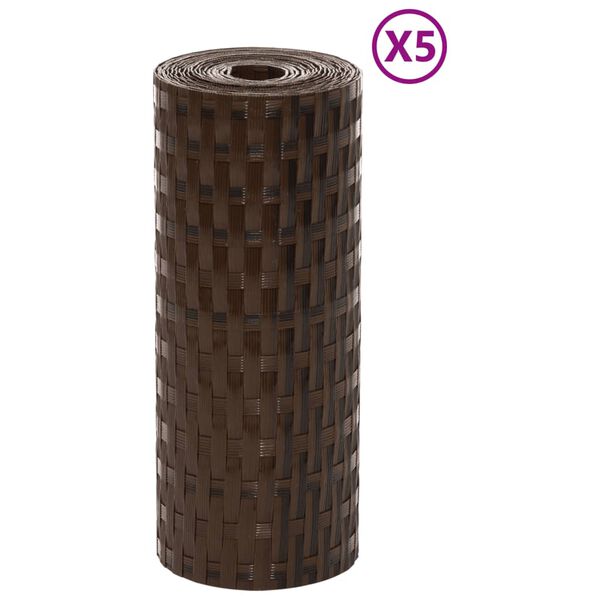 vidaXL 5 db barna és fekete polyrattan erkélyparaván 255 x 19 cm