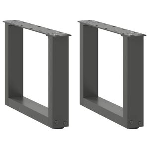 vidaXL 2 db antracitsz&uuml;rke, U alak&uacute; ac&eacute;l doh&aacute;nyz&oacute;asztal l&aacute;b 30x(30-31) cm