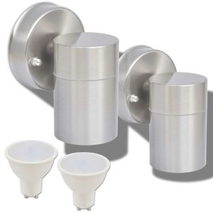 vidaXL 2 db lefel&eacute; vil&aacute;g&iacute;t&oacute;, rozsdamentes ac&eacute;l k&uuml;lt&eacute;ri LED falil&aacute;mpa