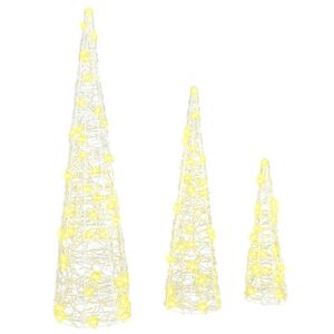 vidaXL Kar&aacute;csonyfa 3 db 90 LED Meleg feh&eacute;r 20 x 20 x 80 cm Akril