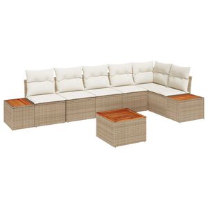 vidaXL Kerti Kanap&eacute; Szett p&aacute;rn&aacute;val 6 pcs Beige &eacute;s kr&eacute;m Polyrattan