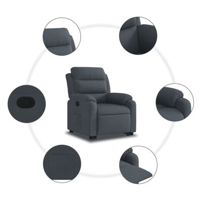 vidaXL sötétszürke bársony felállást segítő dönthető fotel