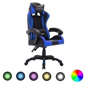 vidaXL k&eacute;k &eacute;s fekete műbőr versenysz&eacute;k RGB LED-vil&aacute;g&iacute;t&aacute;ssal