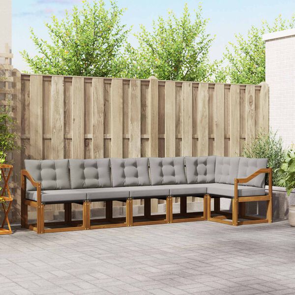 vidaXL K&uuml;lt&eacute;ri kanap&eacute; szett 6 pcs Term&eacute;szetes &eacute;s Vil&aacute;gossz&uuml;rke