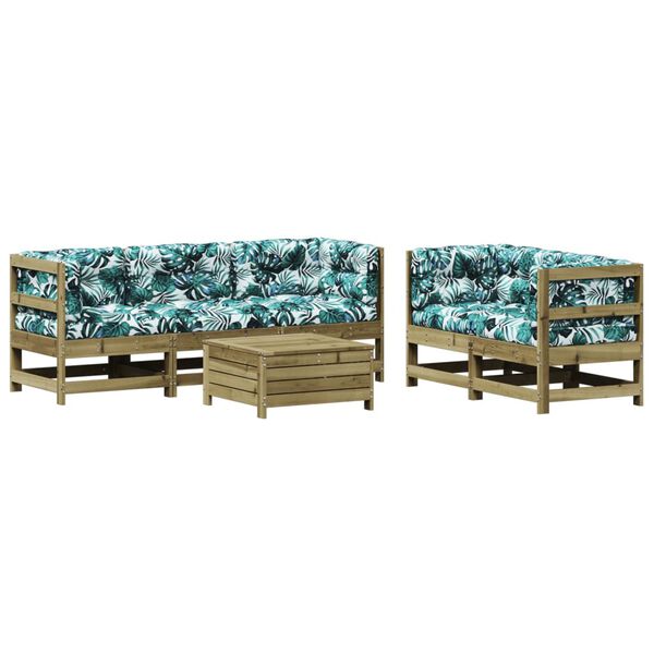 vidaXL 6 r&eacute;szes impregn&aacute;lt fenyőfa kerti &uuml;lőgarnit&uacute;ra p&aacute;rn&aacute;val