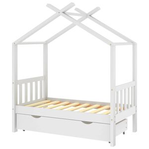 vidaXL feh&eacute;r t&ouml;m&ouml;r fenyőfa gyerek&aacute;gykeret fi&oacute;kkal 70 x 140 cm