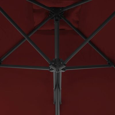 vidaXL bordóvörös kültéri napernyő acélrúddal 300 x 230 cm