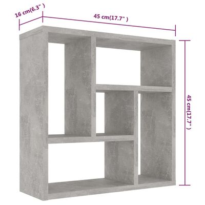vidaXL betonszürke forgácslap fali polc 45,1 x 16 x 45,1 cm