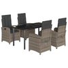 vidaXL 5 r&eacute;szes sz&uuml;rke polyrattan kerti &eacute;tkezőgarnit&uacute;ra p&aacute;rn&aacute;val
