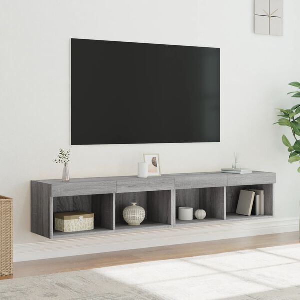 vidaXL 2 db sz&uuml;rke sonoma sz&iacute;nű TV-szekr&eacute;ny LED-ekkel 80x30x30 cm