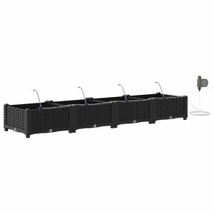 vidaXL Kerti cser&eacute;p 4 db Fekete 160 x 40 x 22 cm PP