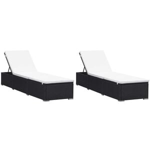vidaXL 2 db fekete polyrattan napoz&oacute;&aacute;gy p&aacute;rn&aacute;val