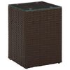 vidaXL barna polyrattan kisasztal &uuml;veg asztallappal 35 x 35 x 52 cm