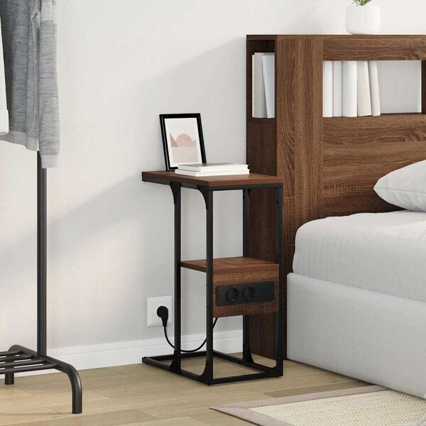 vidaXL Éjjeliszekrény fiókkal barna tölgy 41.5 x 26 x 60.5 cm Faanyag