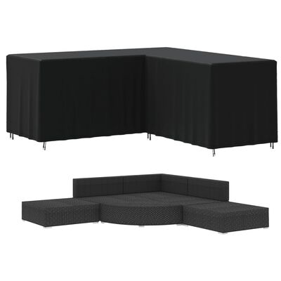 vidaXL 2 db fekete 420D oxford L-alakú kanapéhuzat 215 x 215 x 80cm